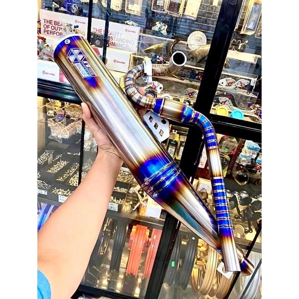 Full cây bô titanium đít nhom cho wave nhỏ , wave ZX giá đãgồm cổ bô bầu xoắnbộ phân loại Fuled wave125i