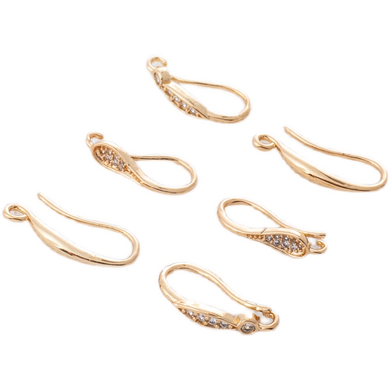 Một Cặp Khuyên Tai Dạng Móc Đính Đá Zircon Mạ Vàng 14K diy Đơn Giản Thời Trang