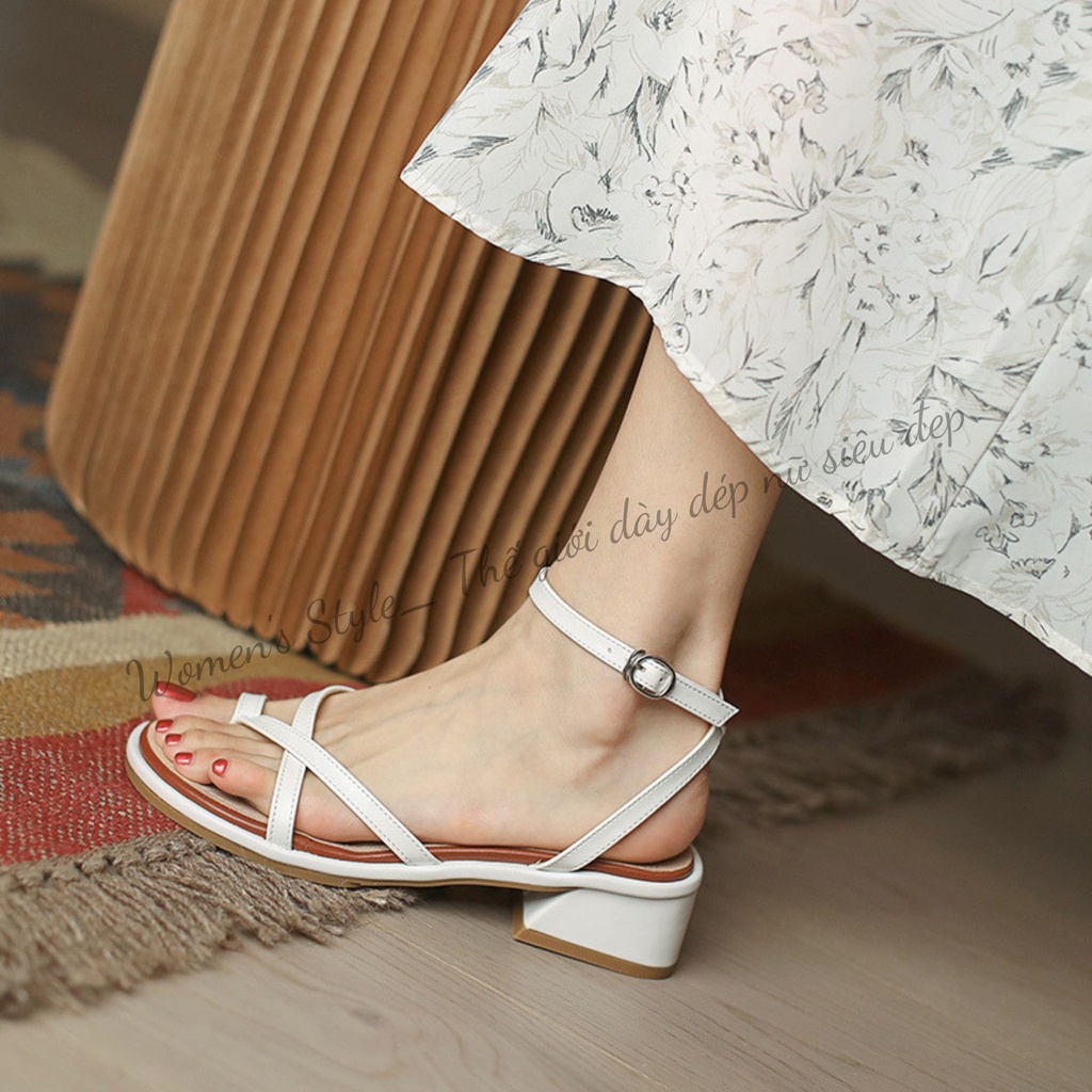 Sandal cao gót xỏ ngón 3 phân MIDUKA Hottrend 2022 thoáng chân,êm ái, dép xỏ ngón chuẩn size VN 3 màu trắng, đen, ken