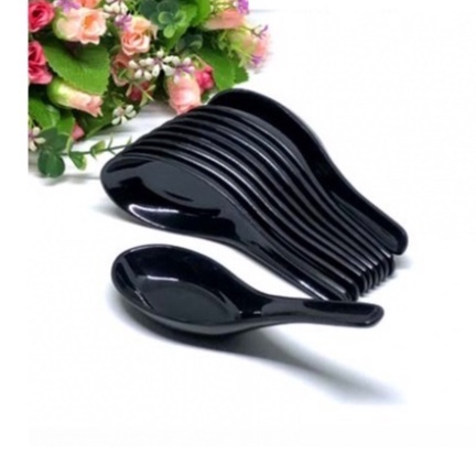 Bộ 10 muỗng cơm ,canh, súp nhựa Melamine đen bóng Size 14.0 x 4.3 cm