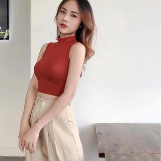 Áo croptop sát nách cổ cao