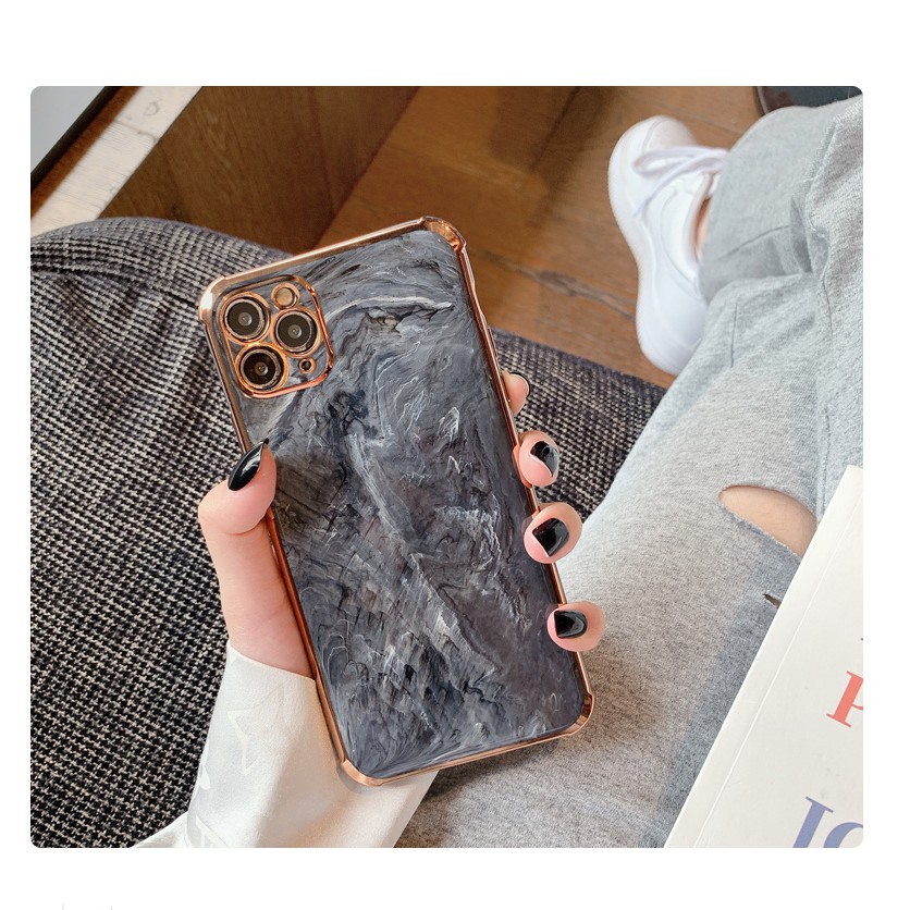 iPhone 12 Pro Case Luxury Marble Electroplated Gold Plating Back Cover iPhone 11 12 Pro Max XS X Casing Soft Silicone