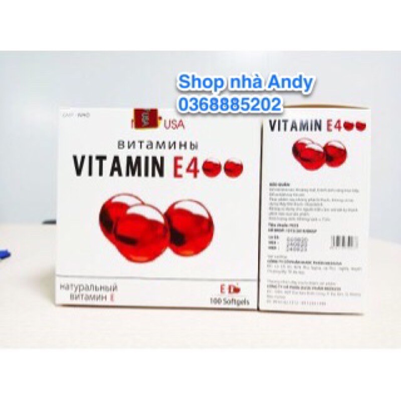 VITAMIN E 400 Đỏ kèm lô hội giúp sáng và đẹp da, chống lão hoá hộp 100 viên