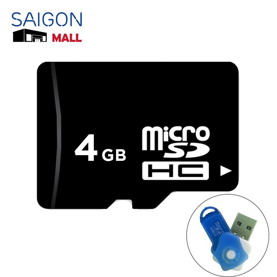 Thẻ nhớ 4Gb microSDHC OEM tặng đầu đọc thẻ nhớ micro ( ngẫu nhiên ) - Bảo hành 1 năm