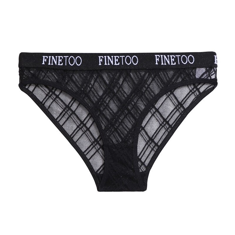 Quần lót FINETOO dành cho nữ vải lưới lưng thấp in họa tiết chữ cái phong cách quyến rũ