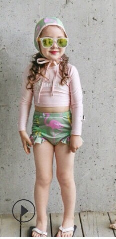 Set đồ bơi cho bé gái kèm mũ, bikini dài tay cho bé