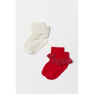 Set 2 đôi tất đỏ bé gái hm h&m_ hàng chính hãng mỹ
