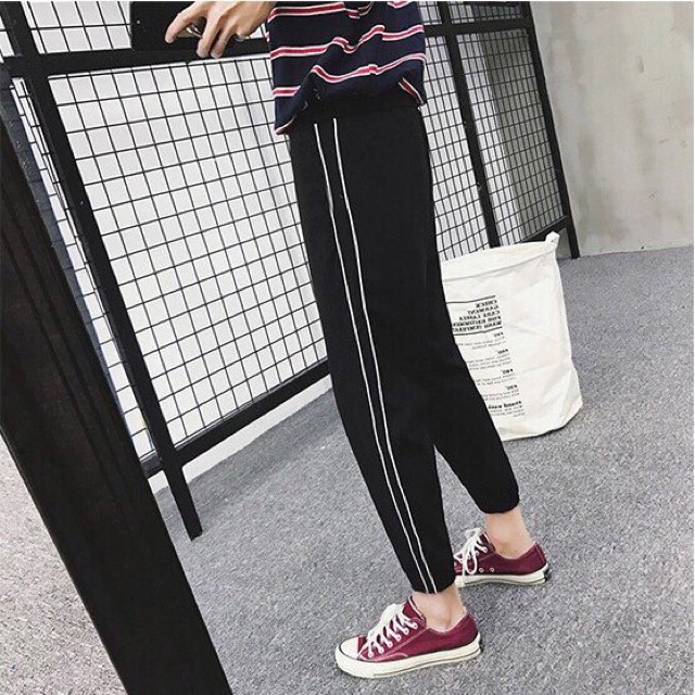 Quần jogger Nỉ unisex Sọc Nhiễn nam nữ phong cách ulzzang Wind | BigBuy360 - bigbuy360.vn
