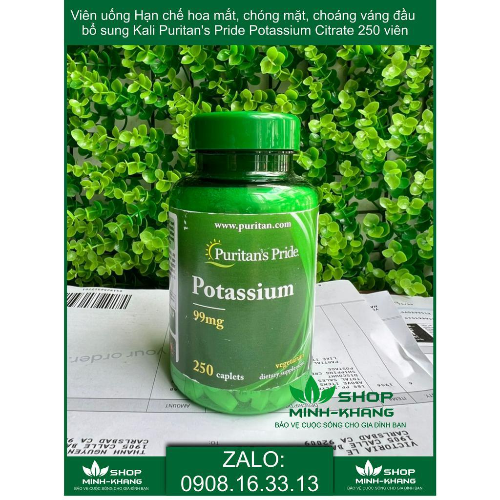 (BILL HÃNG)Viên uống Hạn chế hoa mắt, chóng mặt, choáng váng đầu bổ sung Kali Puritan's Pride Potassium Citrate