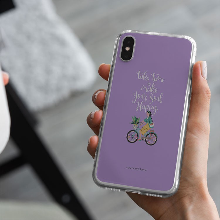 Ốp Lưng Câu nói hay make soul happy nền tím Iphone 7/7Plus/8/8Plus/X/Xs/Xs Max/11/11 Promax/12/12 Promax TXT20210116