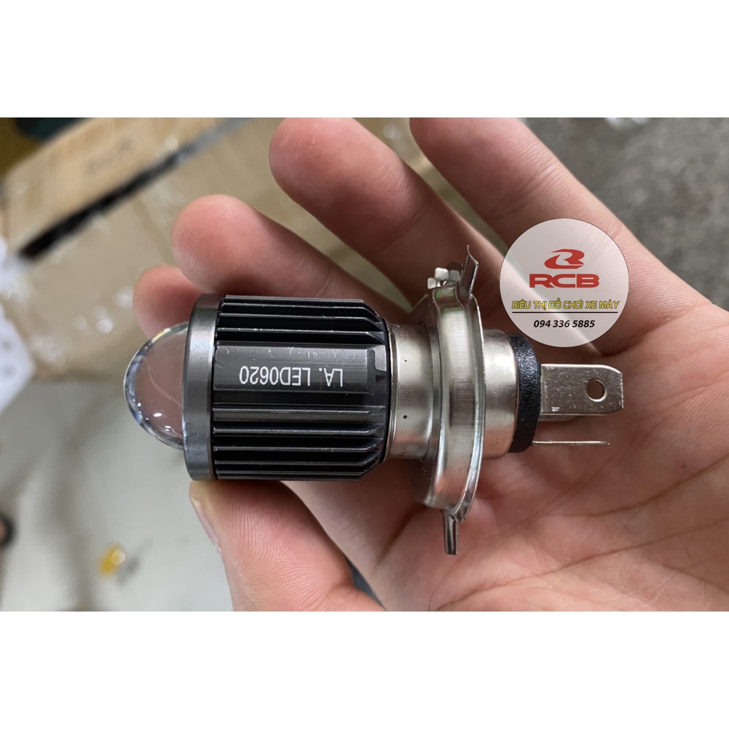 Bóng Đèn Pha Bi Cầu Mini Chân H4 Siêu Sáng , 2 Chế Độ Vàng Và Trắng, Lắp Wave, Sirius, Exciter, Lead, Sh