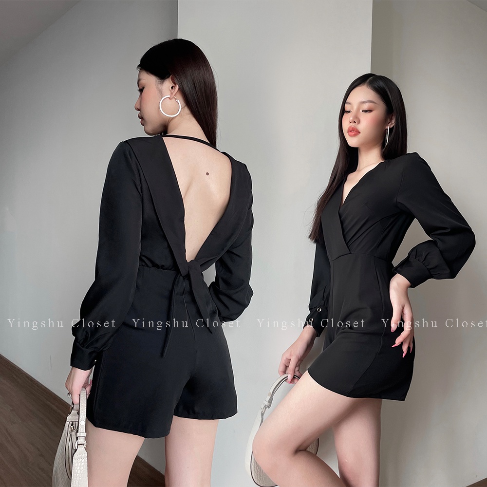 Jumpsuit sexy hở lưng, thiết kế tay dài