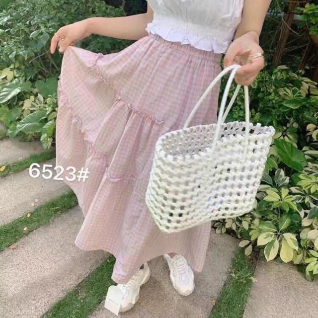 Chân váy xoè xếp tầng bánh bèo kẻ caro Ulzznag style 🌸 Hàng Quảng Châu