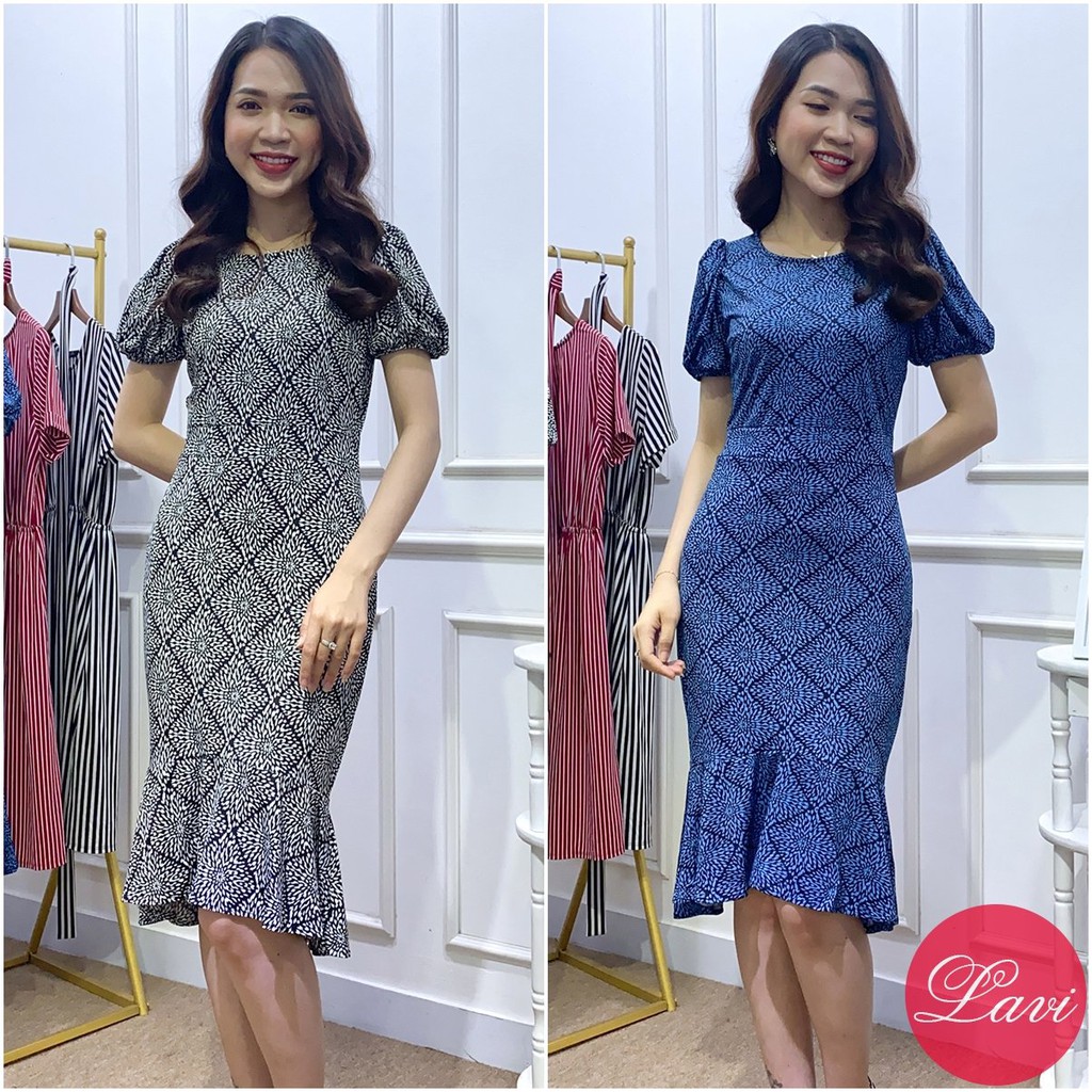 L2124 Đầm thun họa tiết đuôi cá - Lavi House