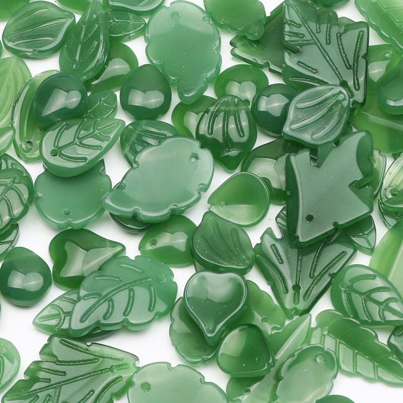 Set 20 Phụ Kiện Làm Trang Sức Thủ Công Hình Oval/Trái Tim/Lá/Mặt Kính/Vòng Hoa