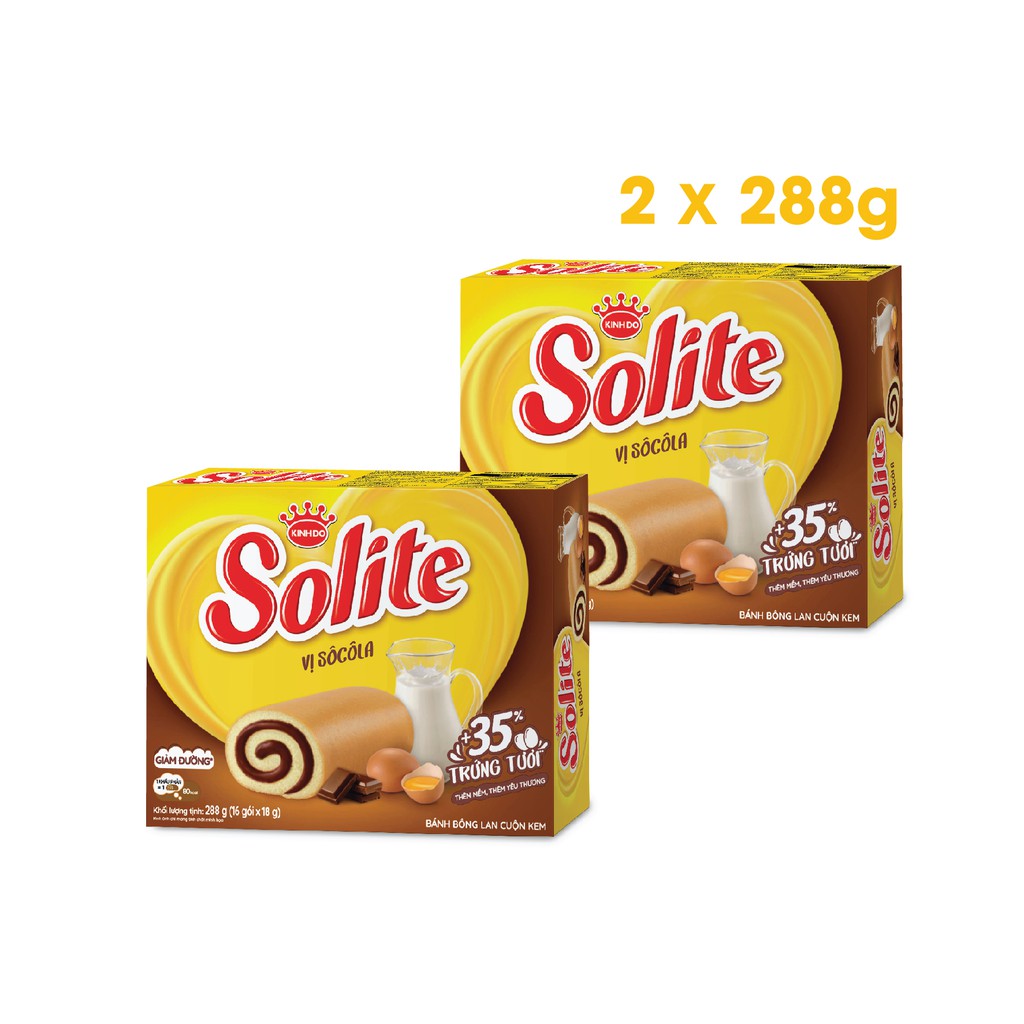 Combo 2 hộp Solite bánh dinh dưỡng bông lan cuộn, giảm đường, vị socola thumbnail