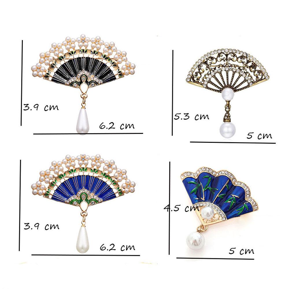 Trâm Cài Áo Hình Quạt Tráng Men Phong Cách Trung Hoa