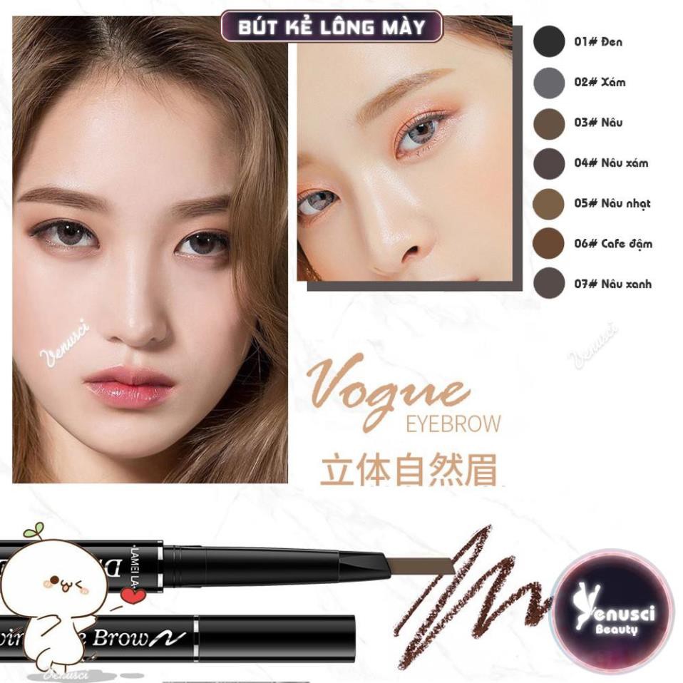 Chì Kẻ Mày Double Effect Lameila 02 đầu không thấm nước