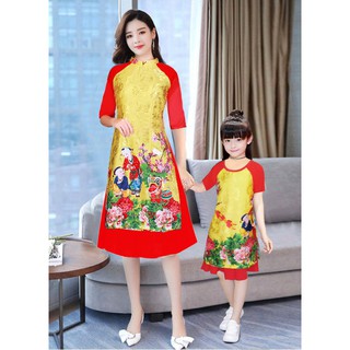 GIÁ XƯỞNG- ÁO DÀI CÁCH TÂN MẸ VÀ BÉ ( CÓ VÁY)