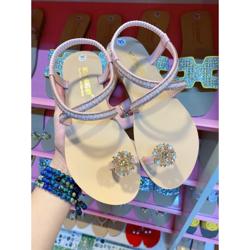 sandal xỏ ngón đá chun sau