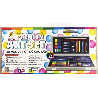 Bộ màu vẽ hộp gỗ cao cấp premium art set - colormate ms-55wp
