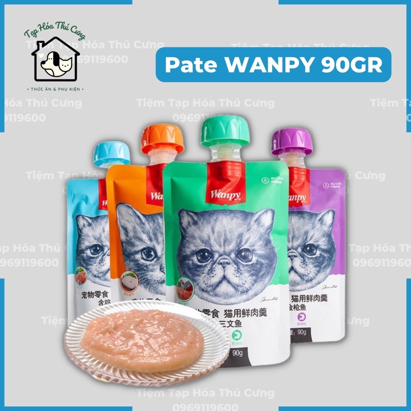 Pate Wanpy nắp vặn 4 mùi vị cho mèo 90G