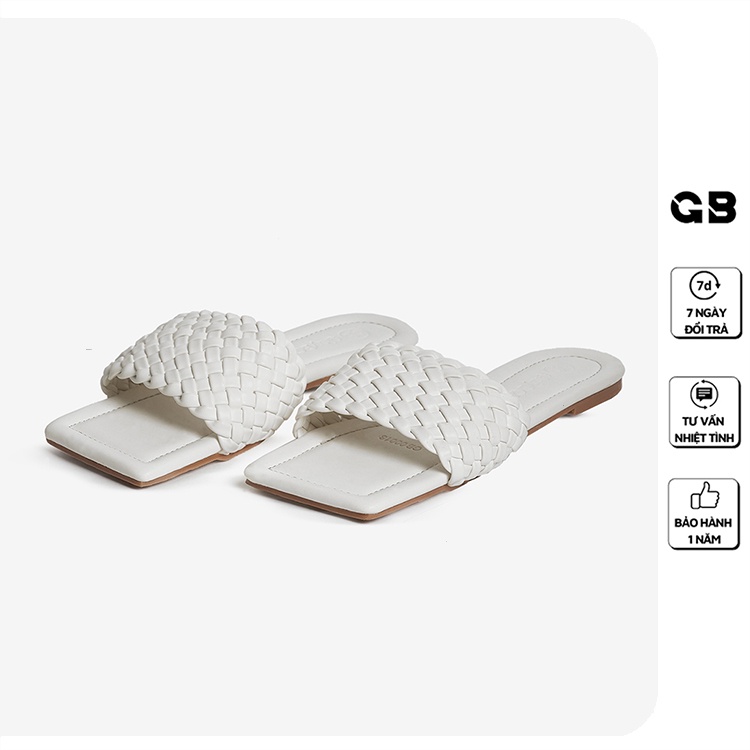 Dép Nữ giayBOM Quai Ngang Bản Lớn Đế Bệt GB00018
