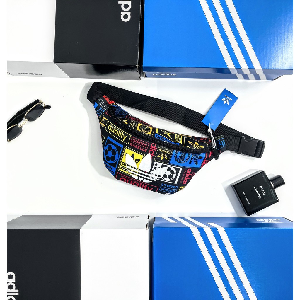 TÚI BAO TỬ ADIDAS WAIST BAG FULL COLOR CHẤT VẢI POLYESTE CAO CẤP, TÚI THỜI TRANG AD1A00 MÀU ĐEN