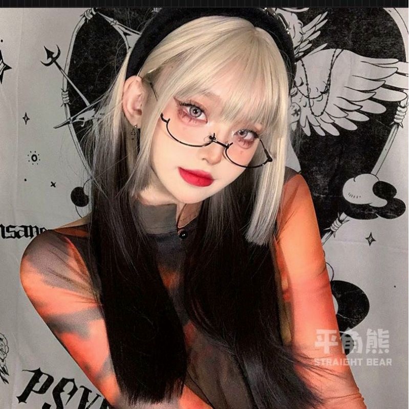 [Sẵn] Wig/Tóc giả nguyên đầu Ombre vàng đen mái Hime siêu đẹp - teen/lolita BHT043 [Miu Cosplay]