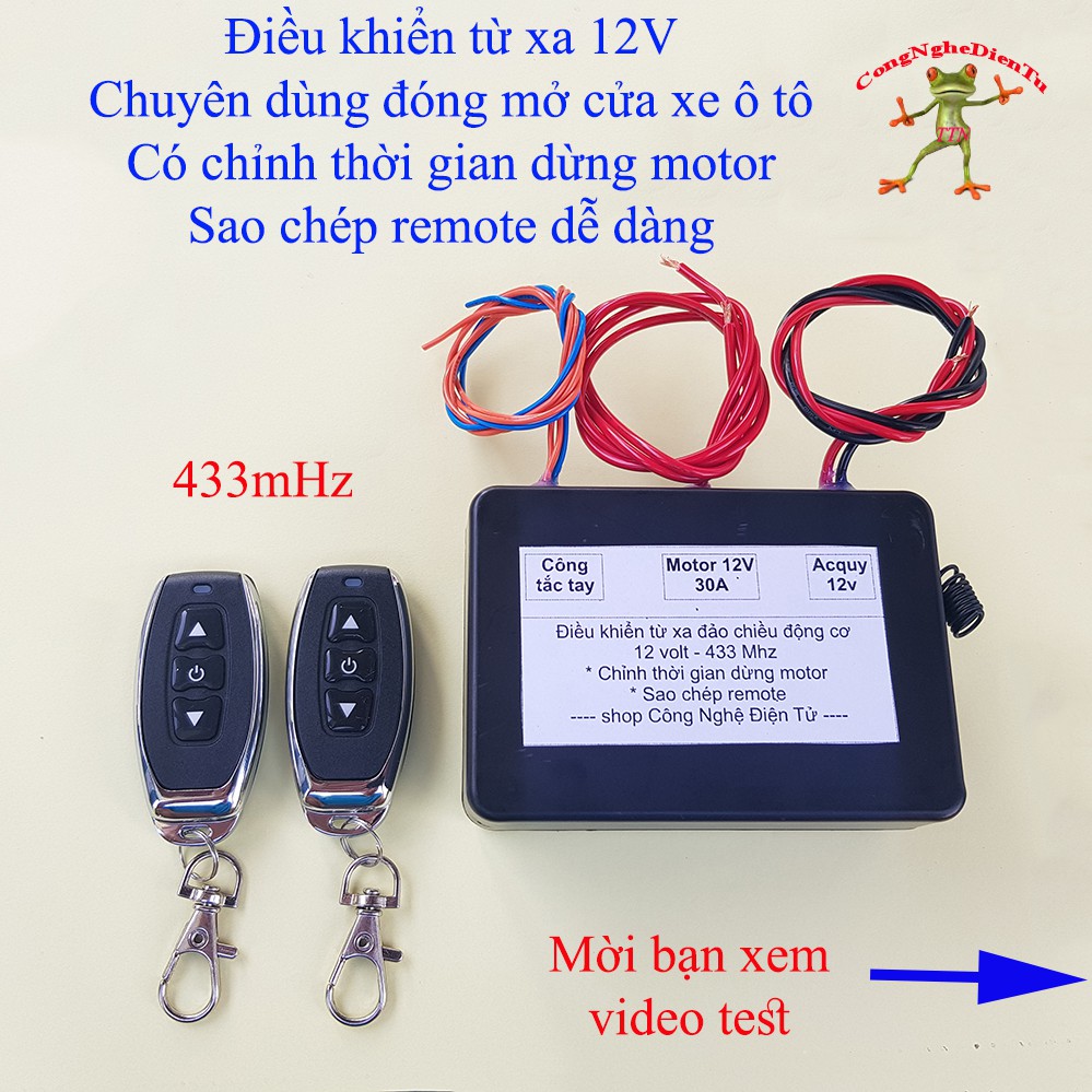 Điều khiển từ xa đảo chiều động cơ 12v đóng mở cửa lùa xe ô tô có chỉnh thời gian