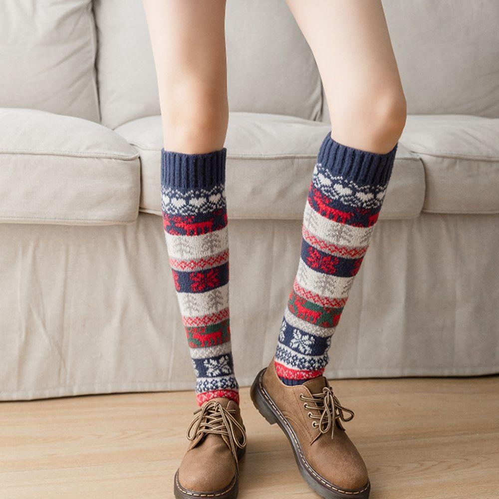 Vỏ Bọc Giày Dệt Kim Giữ Ấm Chân Họa Tiết Kẻ Sọc Phong Cách Lolita Giáng Sinh Cho Nữ