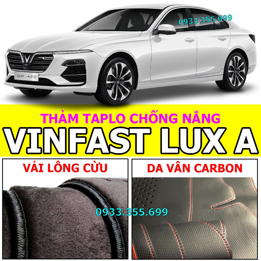 Thảm Taplo VINFAST LUX A 2.0 bằng Nhung lông Cừu, Da vân Carbon, Da vân Gỗ 2019 2020 2021 2022