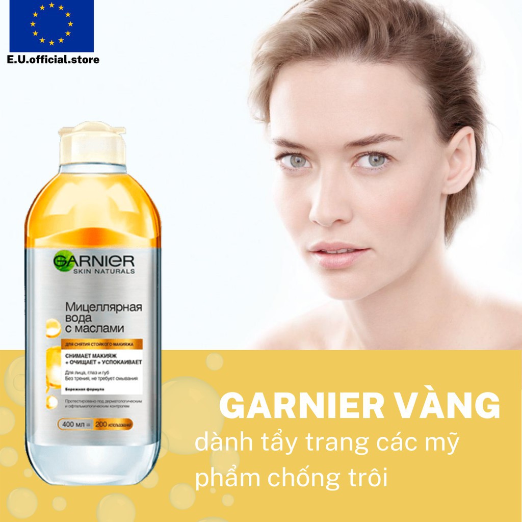 [người bán địa phương] [Loại 400ml] Nước Tẩy Trang Micellar Garnier Hồng/ Vàng/ Xanh Skinactive Cleansing Water