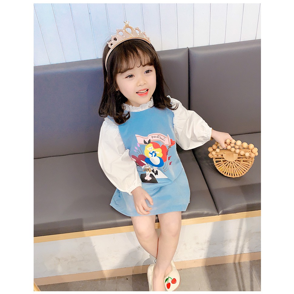 Váy tay bồng họa tiết hoạt hình dễ thương cho bé gái - Hàng Quảng Châu Cao Cấp