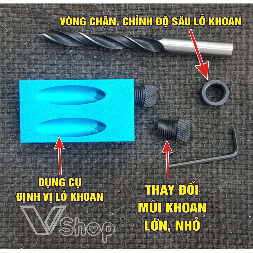 Bộ dụng cụ khoan lỗ xiên, lỗ nghiêng chéo, ráp mộng ngành gỗ.