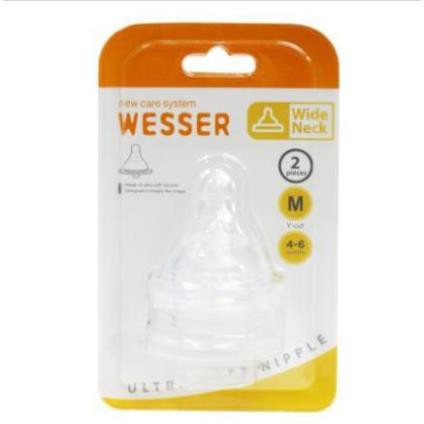 Núm vú 🌸WESSER🌸 Núm ti thay thế loại cho bình Cổ rộng Size M - Chất liệu Silicon siêu mềm - SHOP MINH THỎ