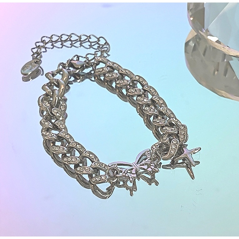 Vòng Tay Mặt Hình Bướm Đính Đá Zircon Phong Cách Retro Sang Trọng