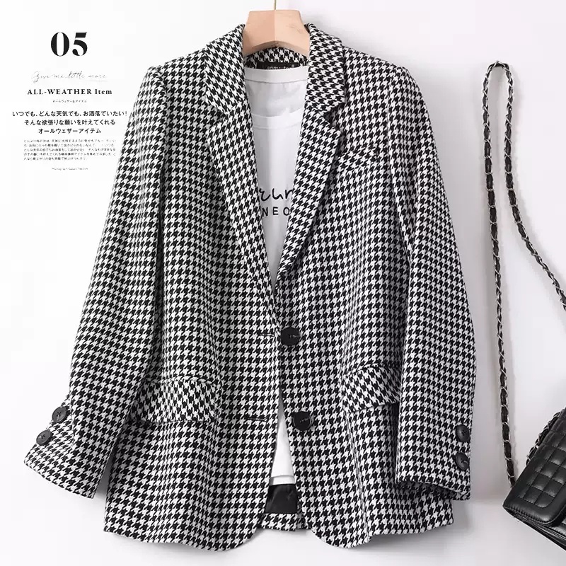 Áo Khoác Blazer Nữ Sọc Đen Trắng, Áo Blazer Hàng 2 Lớp, Đơn Giản, Cá Tính Sang Trọng