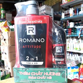 Dầu gội romano attitude hương nước hoa 650g tặng lăn khử mùi 40 ml