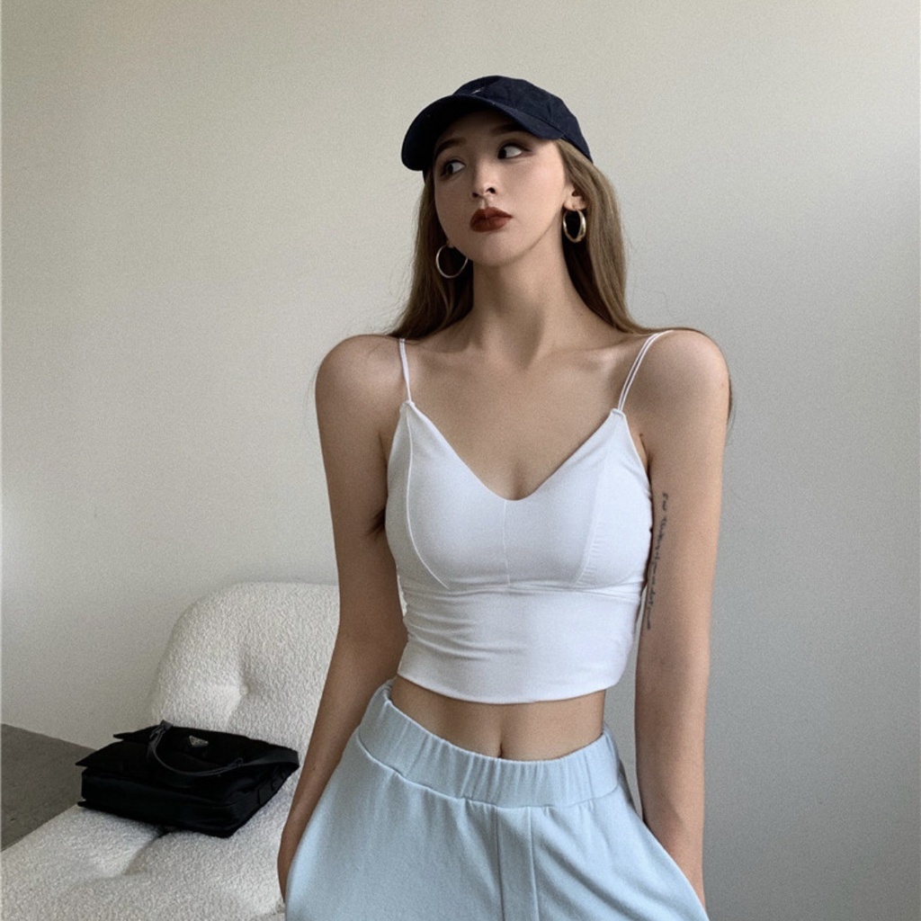 Áo tank top Băng lụa áo yếm nữ thắt nơ ngực chữ V