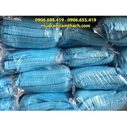 Mũ trùm đầu y tế con sâu bịch 100 cái màu xanh- màu trắng