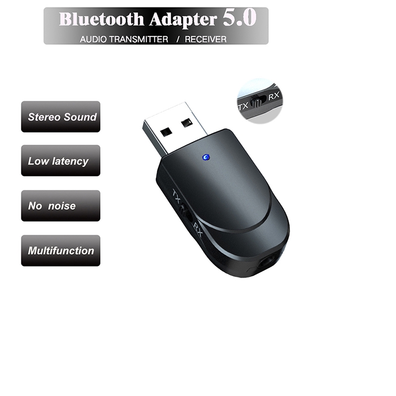 USB thu phát tín hiệu âm thanh 2 trong 1 không dây kết nối bluetooth 5.0 mini jack 3.5mm dành cho TV/đầu PC xe hơi