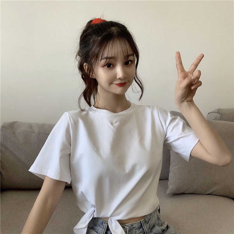 Áo Croptop Ngắn Tay Trơn Màu Xinh Xắn Dành Cho Nữ 2021 | BigBuy360 - bigbuy360.vn