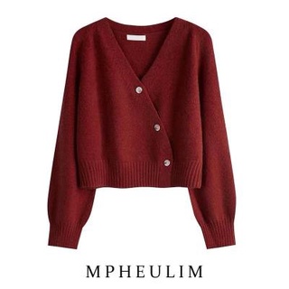Áo khoác cardigan ngắn dáng rộng cổ chữ V phong cách Hàn Quốc