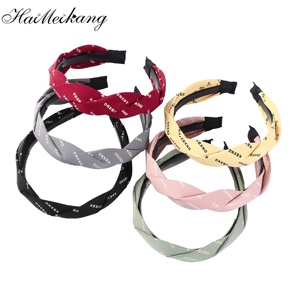 Haimeikang Băng Đô Thắt Bím Tóc In Chữ Thời Trang Hàn Quốc Cho Nữ