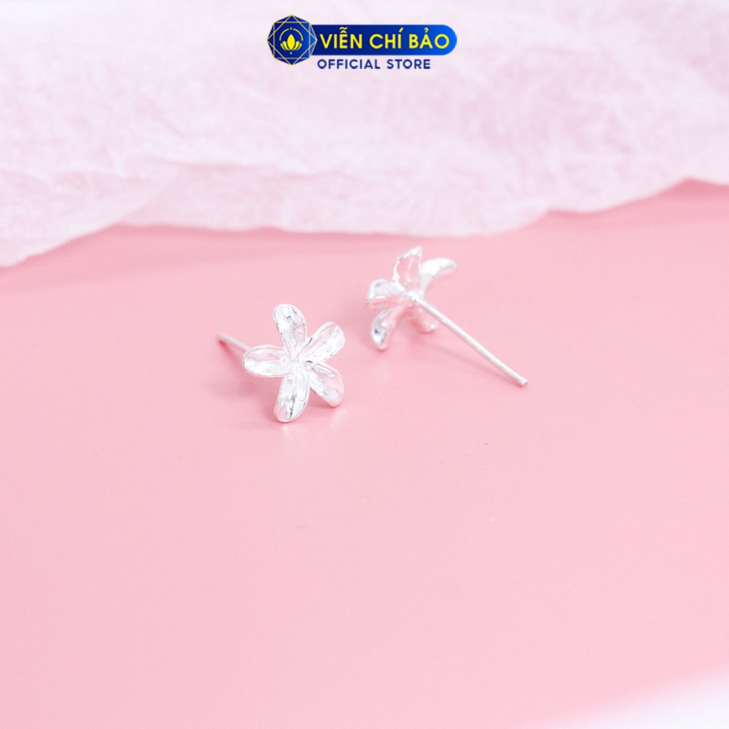 Bông tai bạc nữ Hoa năm cánh khuyên tai nữ bạc 925 thời trang phụ kiện trang sức Viễn Chí Bảo E049