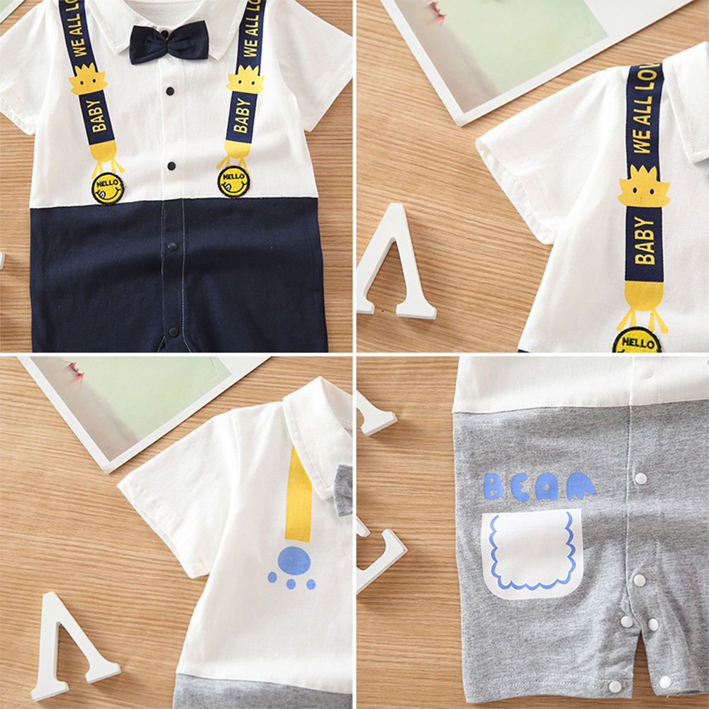 Bộ Áo Liền Quần 100% Cotton Tay Ngắn Thoáng Khí Thời Trang Mùa Hè Cho Bé Sơ Sinh