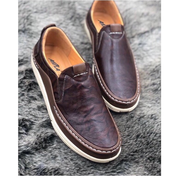 Giầy asisa da bò thật mã 8292 màu nâu tặng kèm 1 đôi tất khủ mùi cao cấp,1 đôi lót êm chân