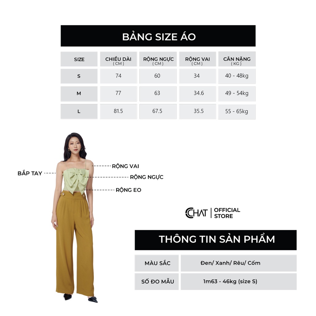 Áo 2 Dây 𝐂𝐂𝐇𝐀𝐓 Bản Nơ To Chất Voan Mềm Mại Dáng Suông Phong Cách Trẻ Trung 11AAV2007OT