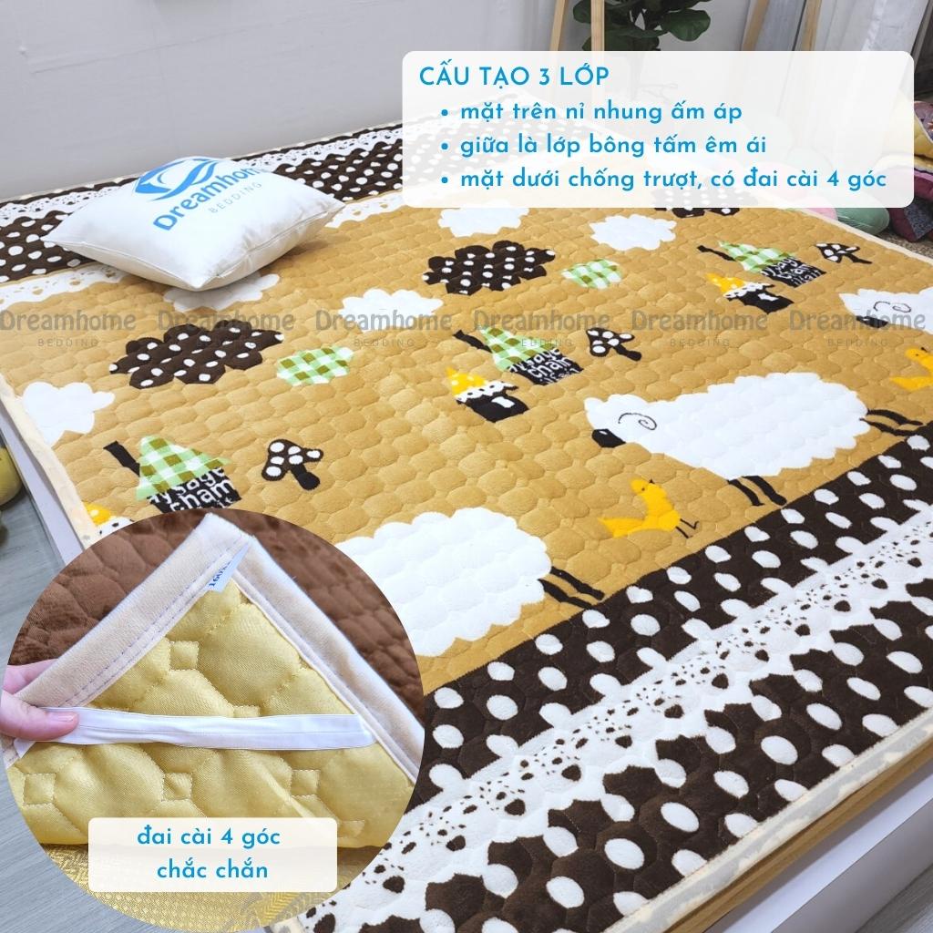Thảm trải giường nỉ nhung giữ nhiệt ấm áp, thảm trải sàn đủ size nệm Dreamhome